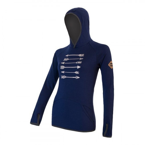 Дамски мерино суичър с полар MERINO UPPER Arrows deep blue